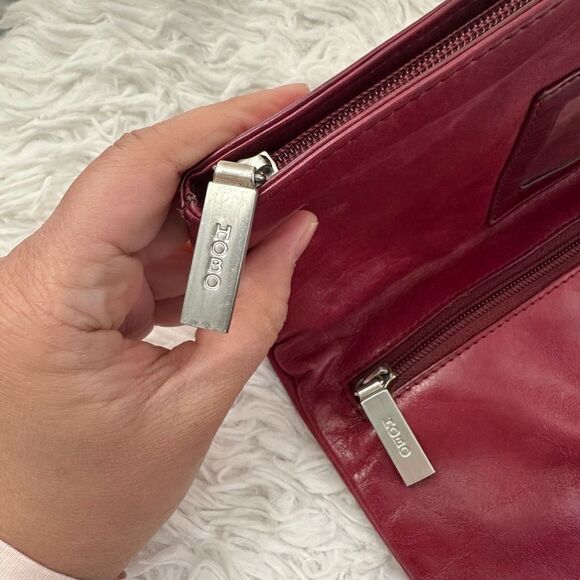 HOBO International Red Distressed Leather‎ Foldable Clutch Purse Bag - Picture 3 of 8